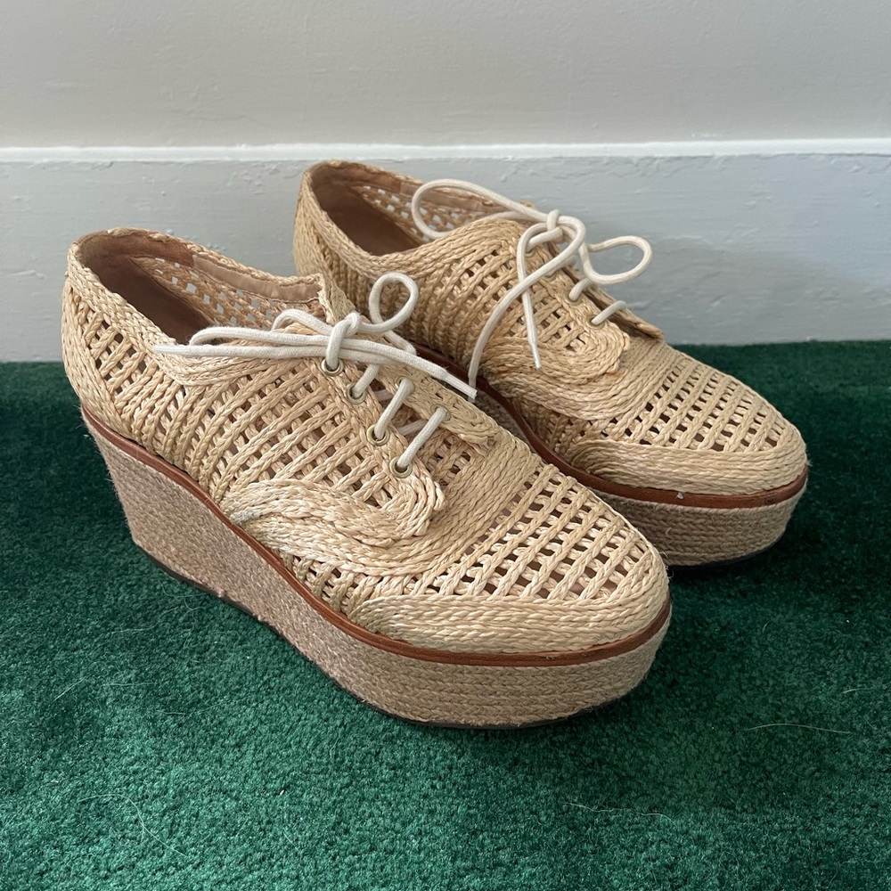 SCHUTZ espadrille lace up platform shoes.